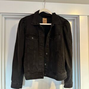 GAP Black puff sleeve denim jacket